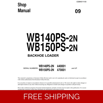 KOMATSU WB140PS-2N, WB150PS-2N USA BACKHOE LOADER WORKSHOP MANUAL KOMATSU WB140PS-2N, WB150PS-2N USA BACKHOE LOADER WORKSHOP MANUAL
